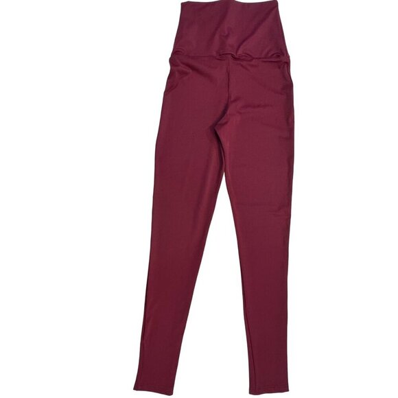 Balera Dancewear Hi-Waist Leggings Girls LC (14) Burgundy Shiny Yoga Skate NEW - Picture 2 of 8